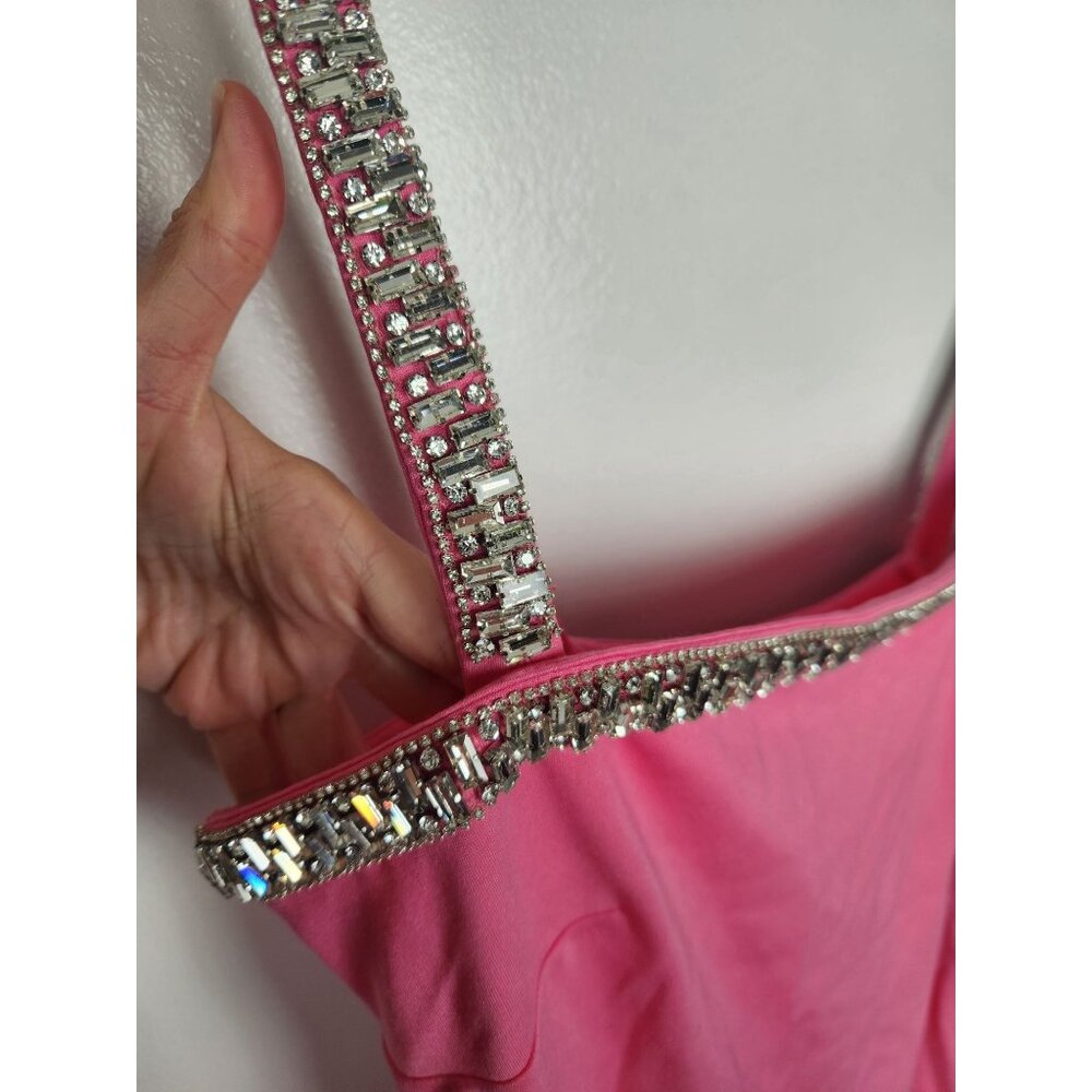 Retrofete Women's Sz. L Hyper Pink Regina Dress With Crystal Embellishments NWT - Picture 4 of 7
